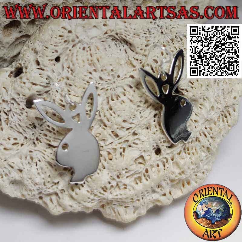 Pendientes de plata con colgante liso conejita Playboy