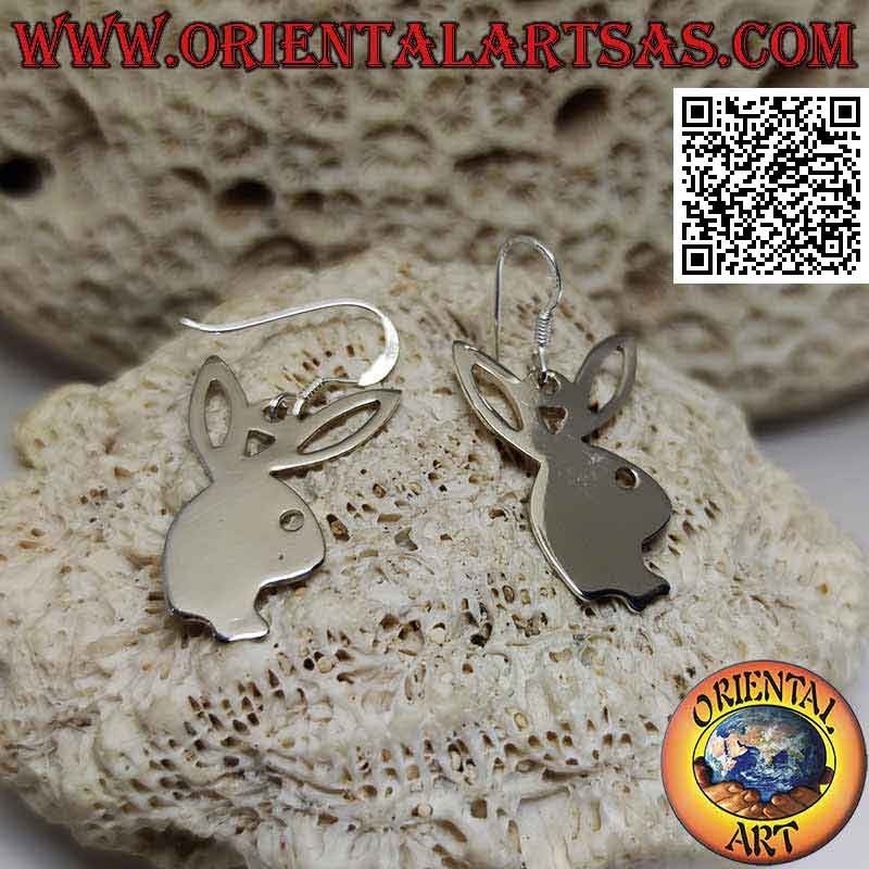 Boucles d'oreilles en argent avec un pendentif lisse lapin Playboy