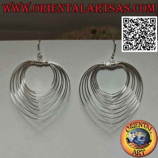 Boucles d'oreilles en argent avec pendentifs parallèles en forme de cœur
