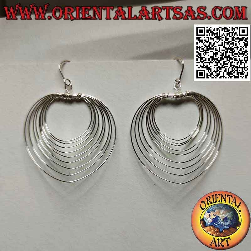 Boucles d'oreilles en argent avec pendentifs parallèles en forme de cœur