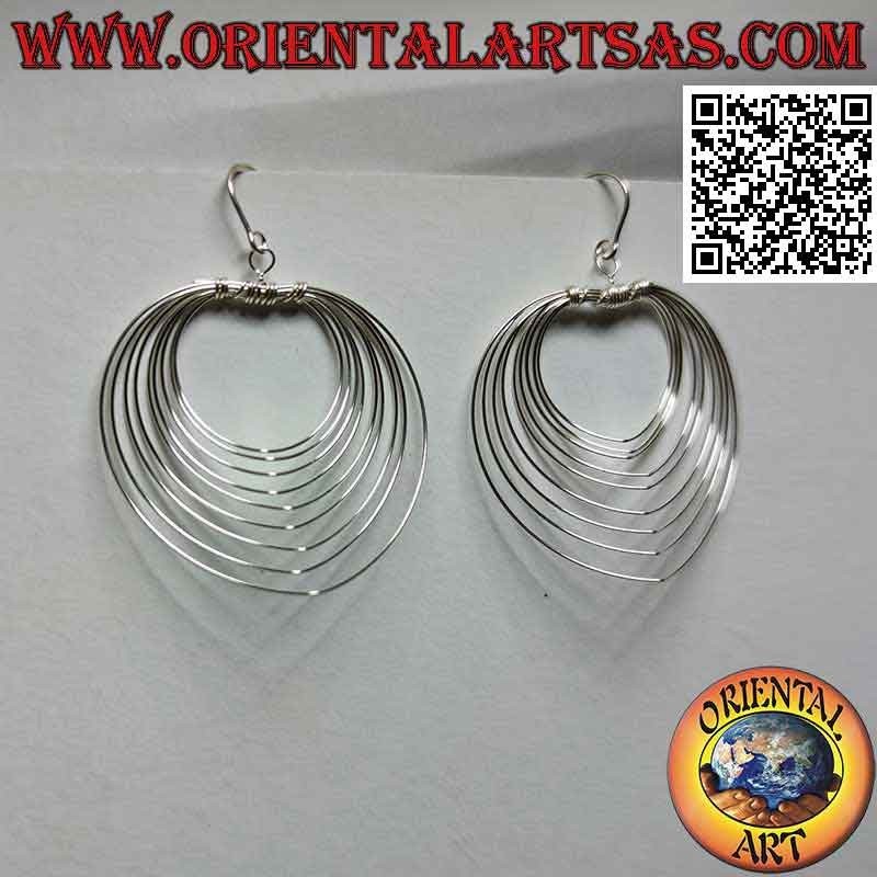 Boucles d'oreilles en argent avec pendentifs parallèles en forme de cœur