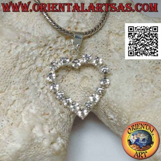 Pendentif en argent, serti coeur de zircons blancs