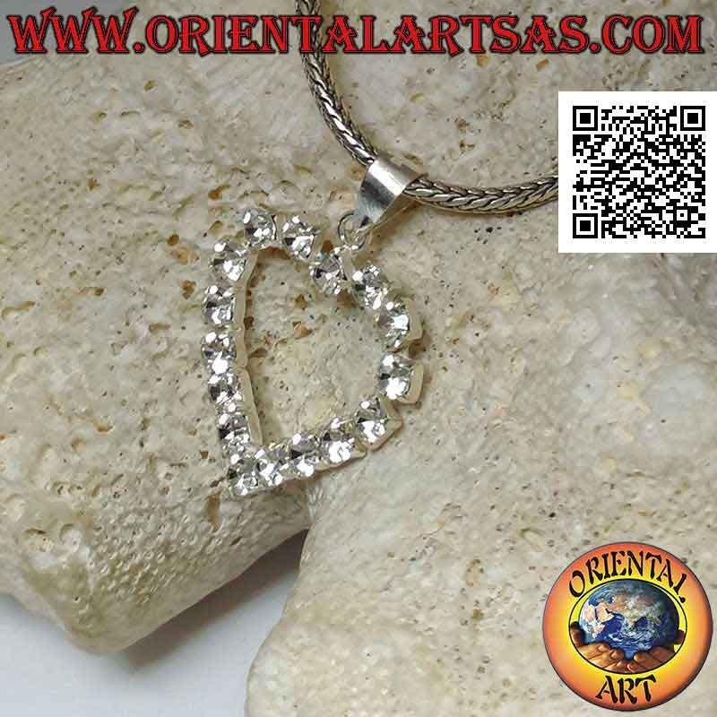 Colgante de plata, corazón de circonitas blancas engastado