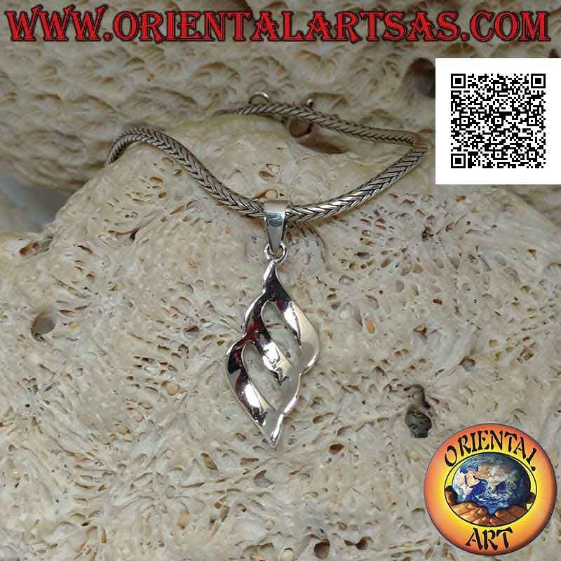 Silver pendant with three parallel oblique lines of slightly rounded marcasite