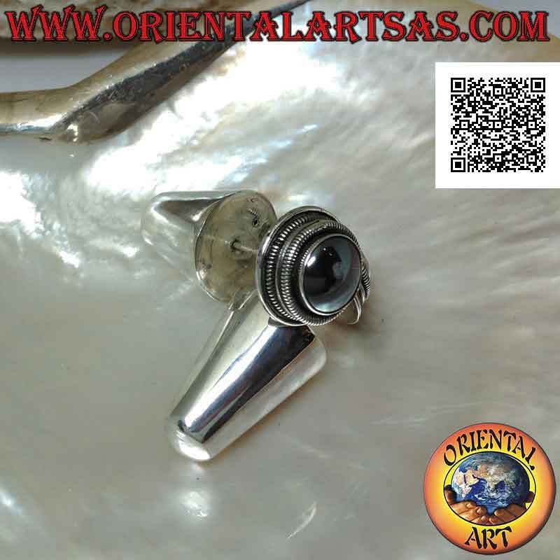 Pendientes tradicionales balineses de plata con hematita redonda rodeada de discos