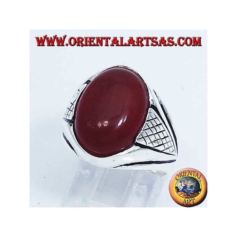 Silberring mit Karneol-Cabochon oval