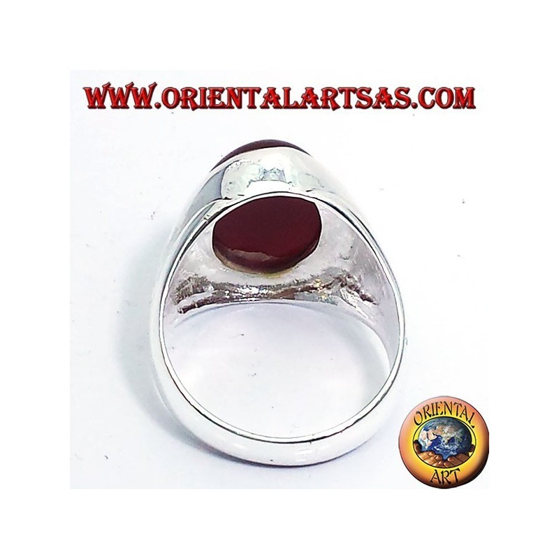 anello in argento  con corniola  cabochon ovale