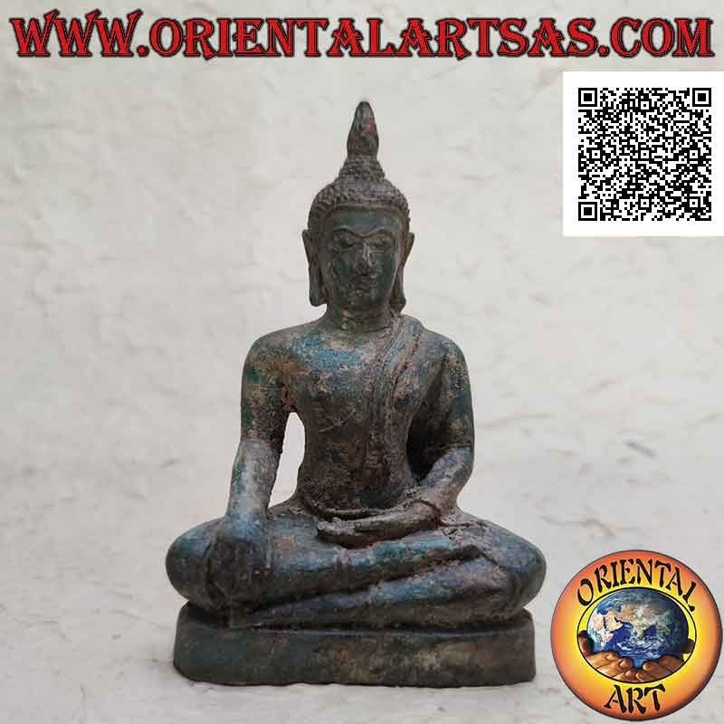 Buddha sculpture "Bhumisparsha Mudra - Subduing the demon Mara" in bronze 11 cm