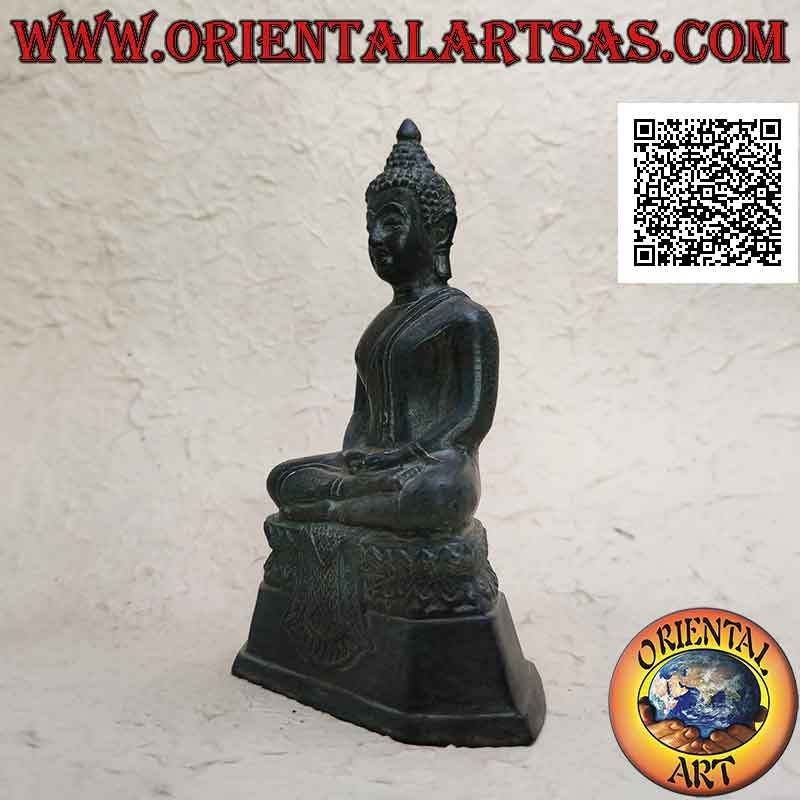 Scultura Buddha "Dhyana Mudra - simbolo di meditazione e saggezza" sull'altare in bronzo (18 cm)