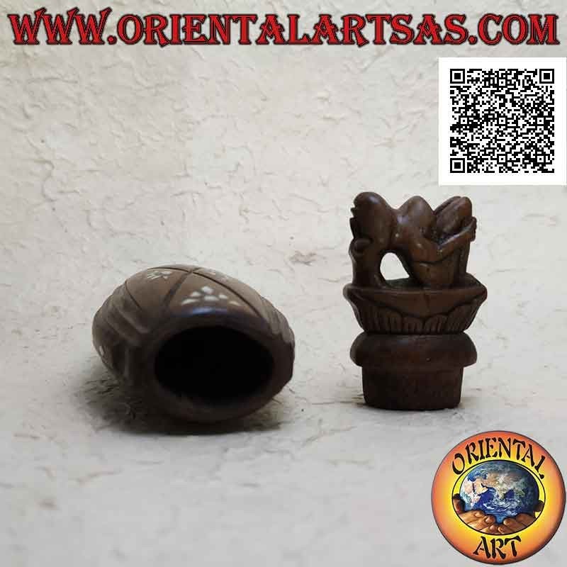 Shorea indonesische Holz Schmuckschatulle handgeschnitzt und Perlmutt Inlay mit Skulptur der Mutterschaft