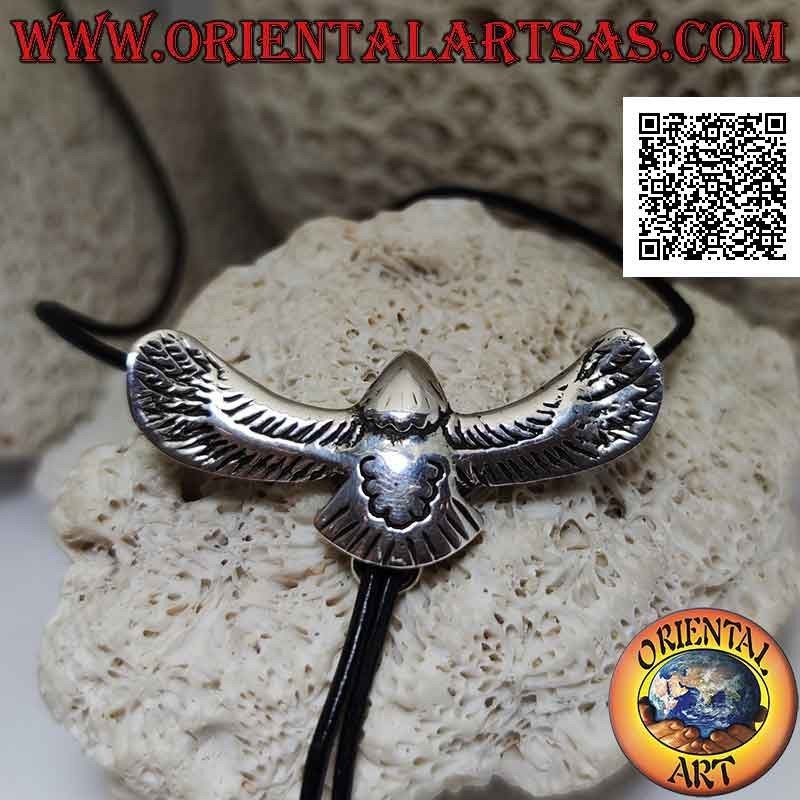 Pendentif bolus indien amérindien en argent en forme d'aigle royal en vol (vue de dessus)