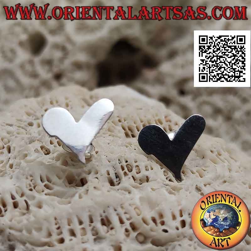 Boucles d'oreilles lobes en argent en forme de cœur