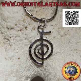 Silver pendant in the shape of Cho Ku Rei, the first Reiki symbol of power