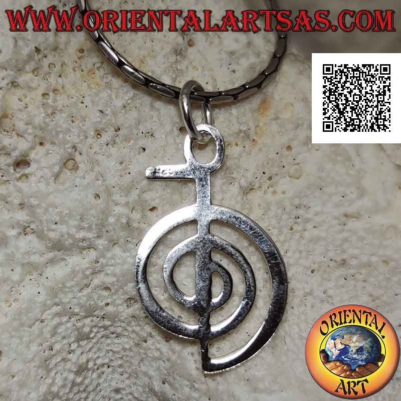 Pendentif en argent en forme de Cho Ku Rei, premier symbole du pouvoir Reiki