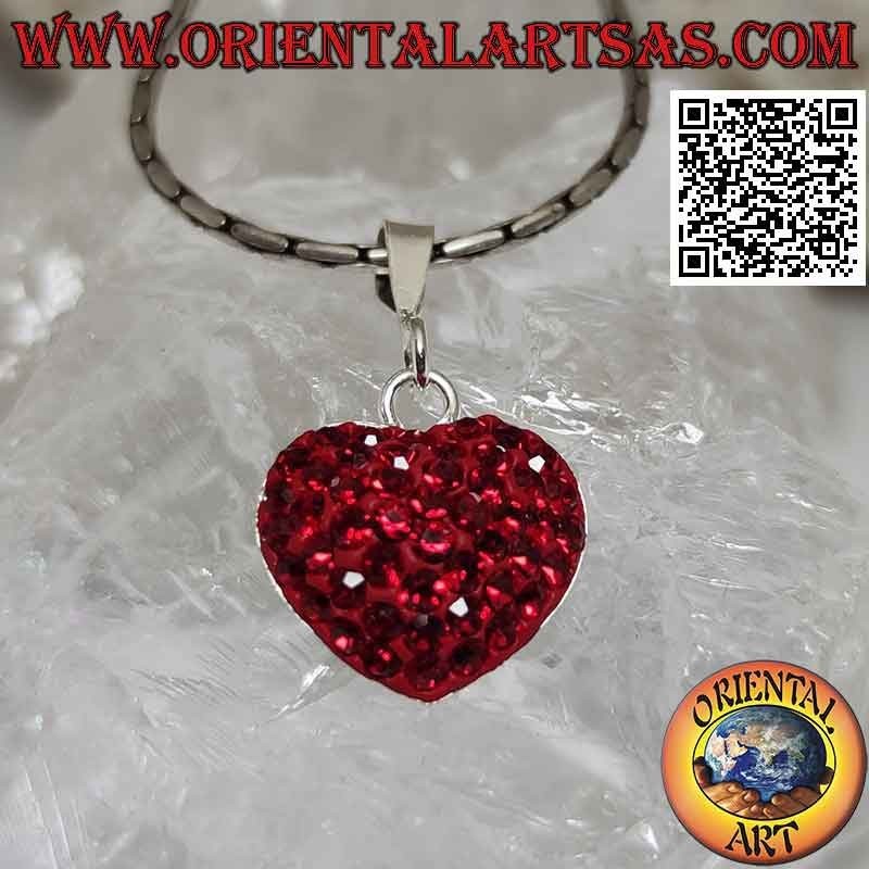 Ciondolo Cuore dell'Amore Argento 925 con Micro-strass Rossi - Oriental Art