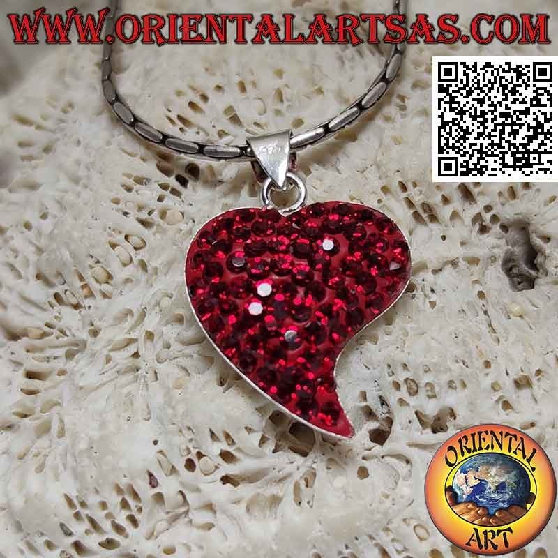 Long Point Heart Pendant Red Micro-rhinestones 925 Silver | Oriental Art