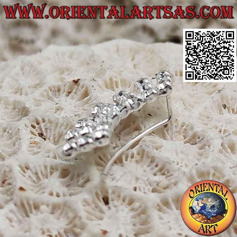 Boucle d'oreille grimpante en argent (grimpeur) avec rangées de zircons blancs