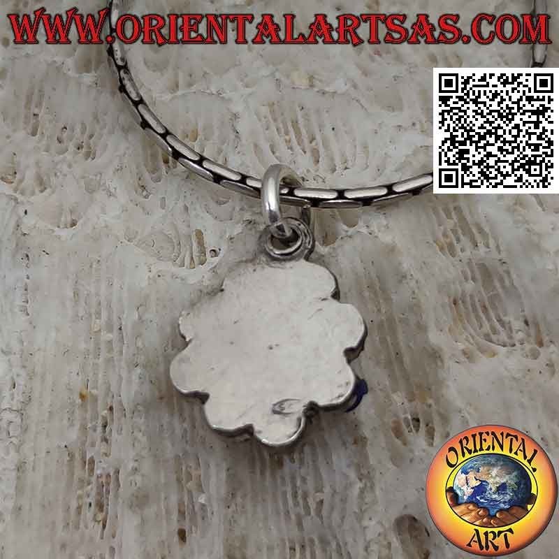Ciondolo in argento a fiore tondo di lapislazzuli e coralli alternati