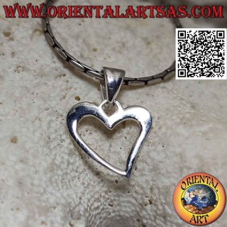 Pendentif en argent, contour d'un coeur asymétrique lisse (a)