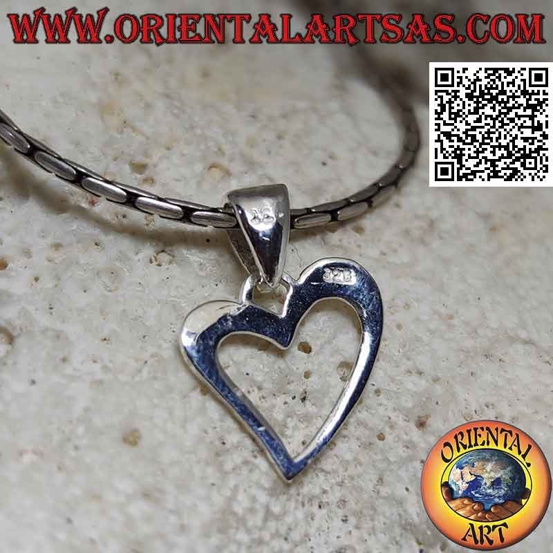Silver pendant, contour of a smooth asymmetrical heart (a)