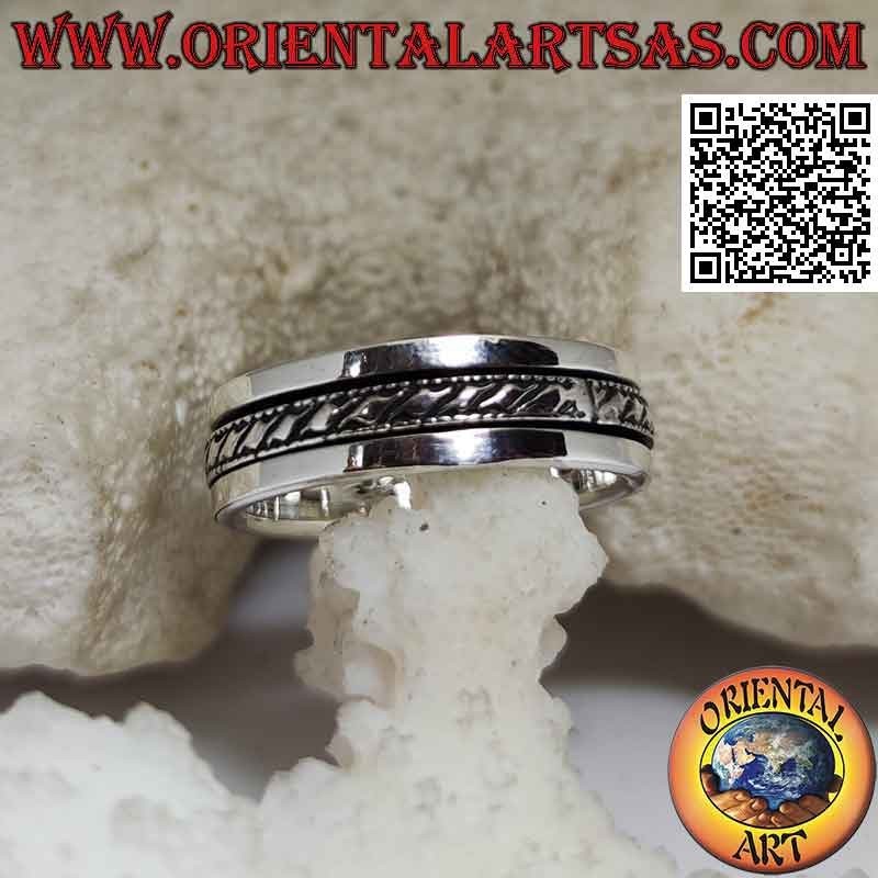 Silver ring Swivel antistress, rope on smooth band