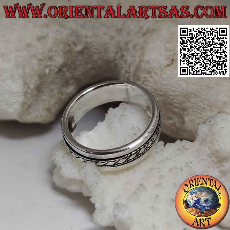 Silberring Schwenkbare Antistress, Seil am glatten Band