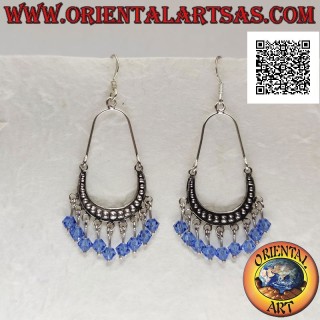 Boucles d'oreilles en argent avec nœud clouté avec des boules pendantes de cristaux bleus