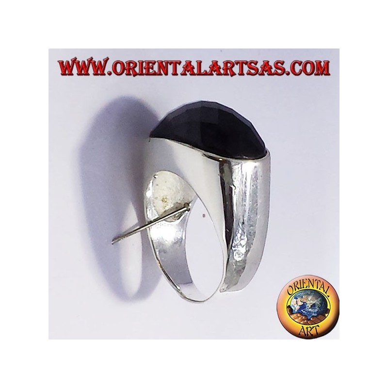 Silberring mit facettierten Onyx