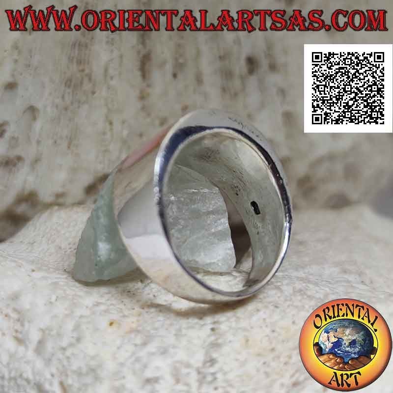 Silver ring with smooth band with three multicolour mother-of-pearl set flush (2)