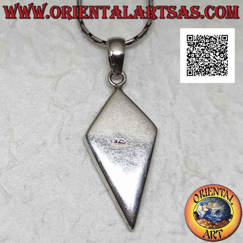 Silver pendant with deltoid rhomboid mother-of-pearl with smooth edge
