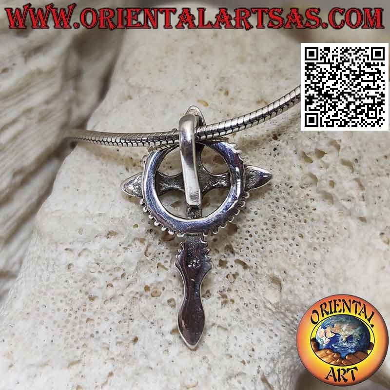 Pendentif en argent, croix celtique avec cercle denté