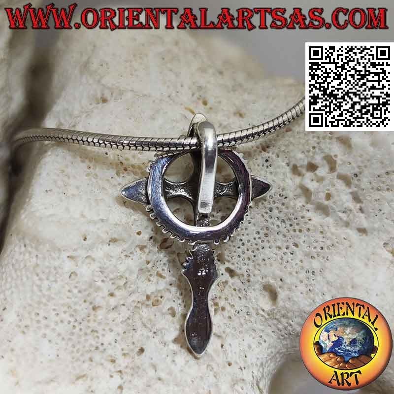 Pendentif en argent, croix celtique avec cercle denté