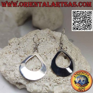 Pendientes de plata con colgante de gota gruesa y lisa perforada