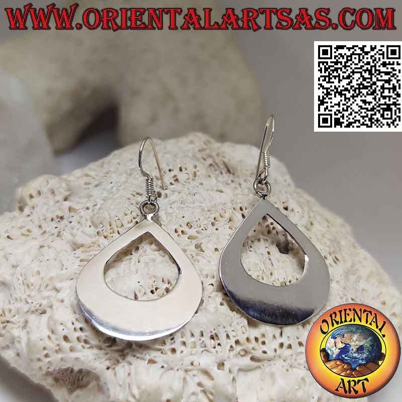 Pendientes de plata con colgante de gota gruesa y lisa perforada