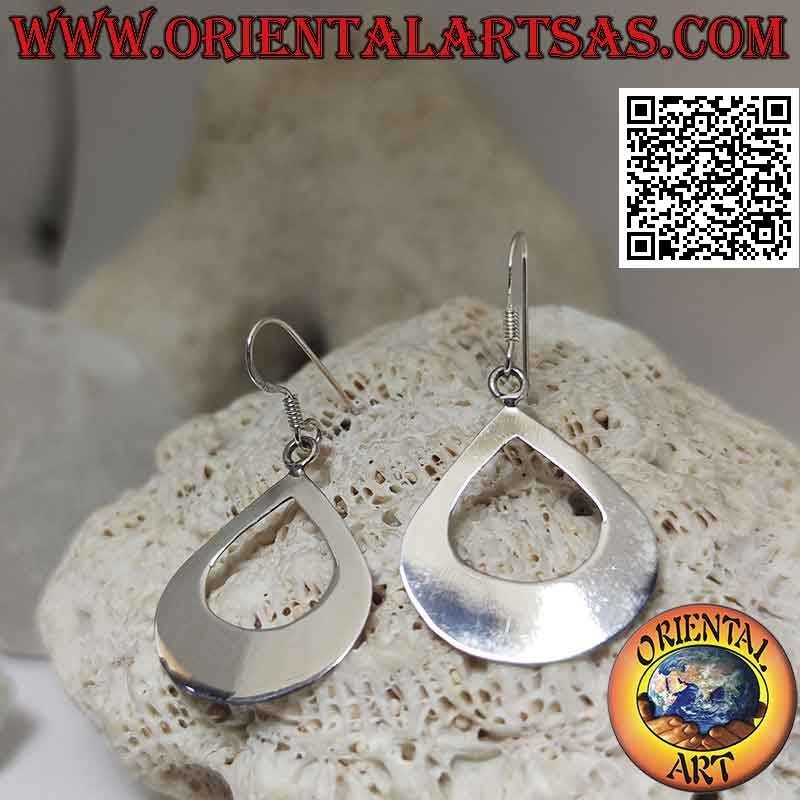 Pendientes de plata con colgante de gota gruesa y lisa perforada