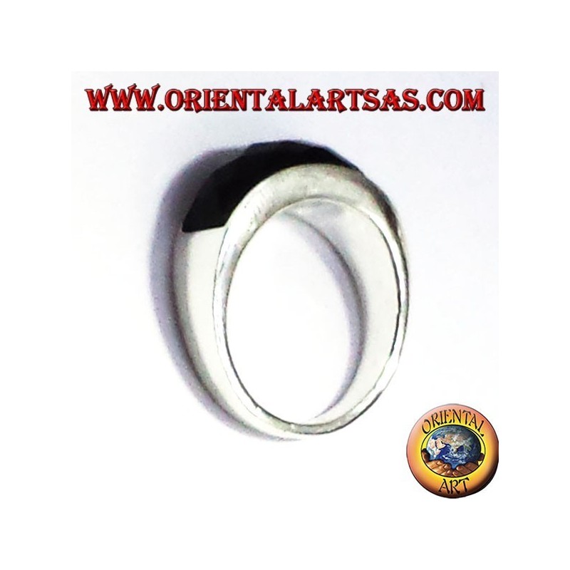 Silberring mit Onyx facettiert Kurve