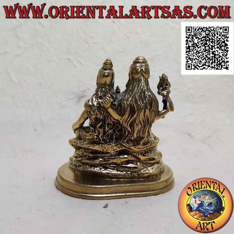 Sculpture de famille en laiton de 10 cm avec Ganesh "le Dieu éléphant", "Parvati" et "Siva" (Shiva)