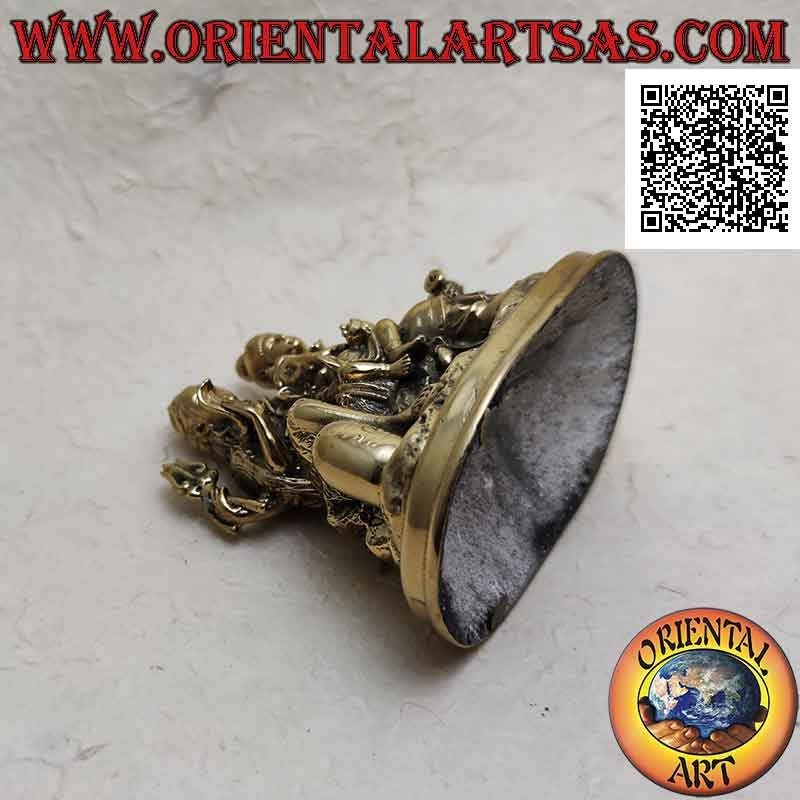 10 cm Messing Familienskulptur mit Ganesh "der Elefantengott", "Parvati" und "Siva" (Shiva)