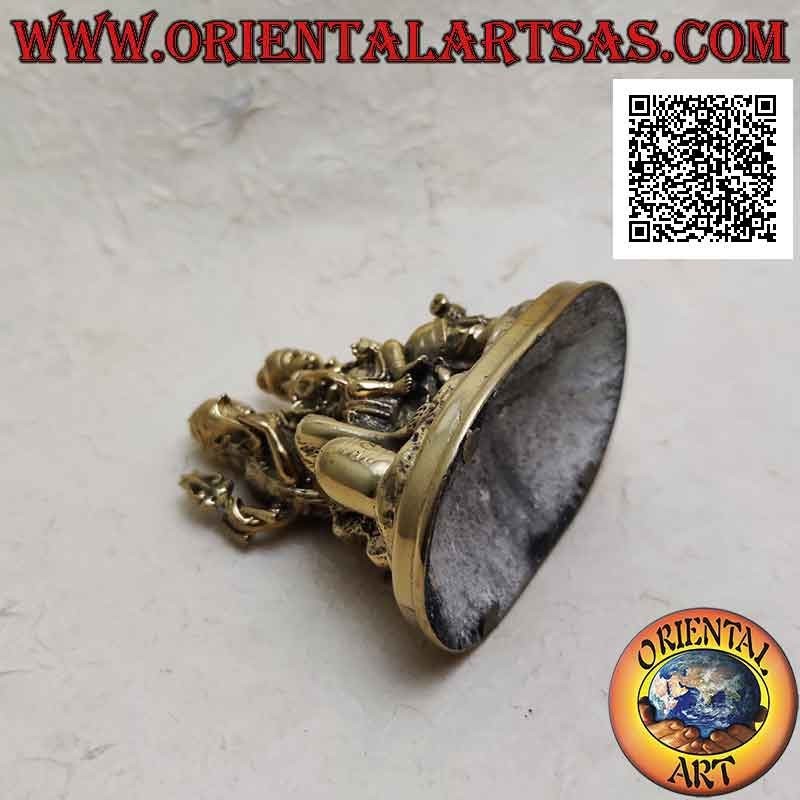 10 cm Messing Familienskulptur mit Ganesh "der Elefantengott", "Parvati" und "Siva" (Shiva)
