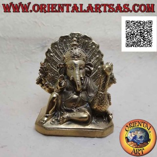 Escultura de bronce de 11 cm de Ganesh "el dios elefante" sentado