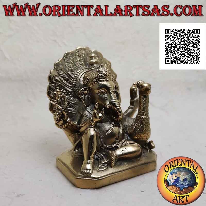 Scultura di Ganesh "il Dio elefante" seduto, in ottone da 11 cm