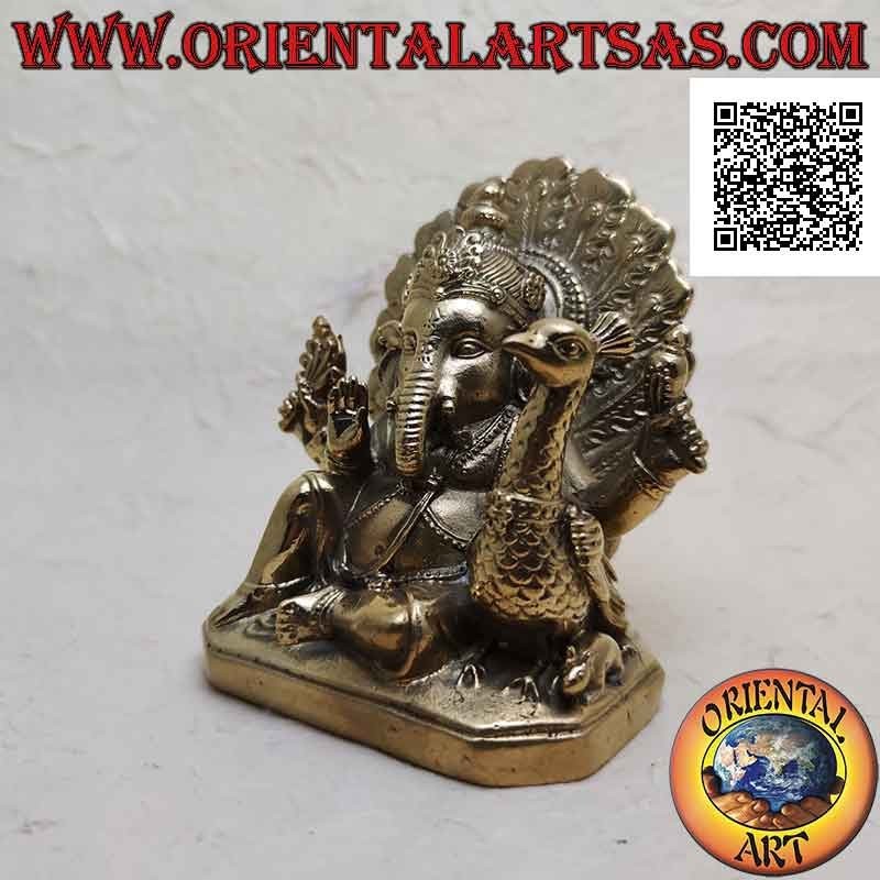 Scultura di Ganesh "il Dio elefante" seduto, in ottone da 11 cm