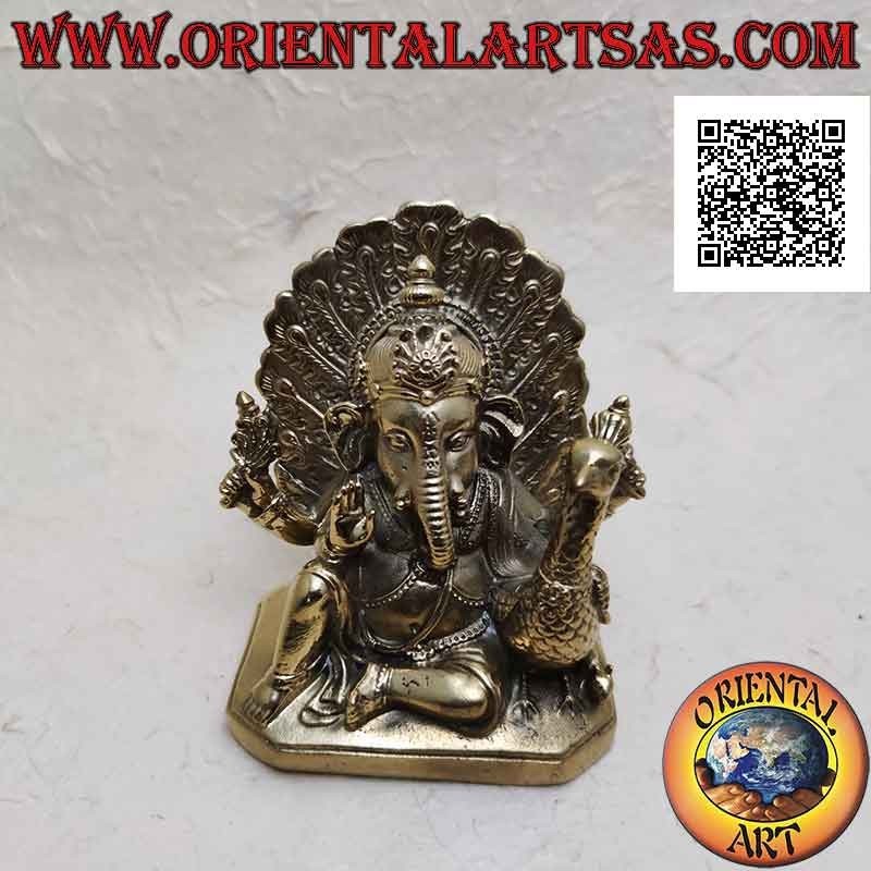 Escultura de bronce de 11 cm de Ganesh "el dios elefante" sentado