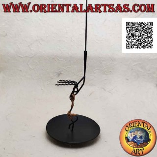 Round wrought iron incense burner, dancing man holding the torch