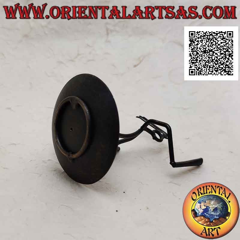 Round wrought iron incense burner, kneeling man holding the torch (small)