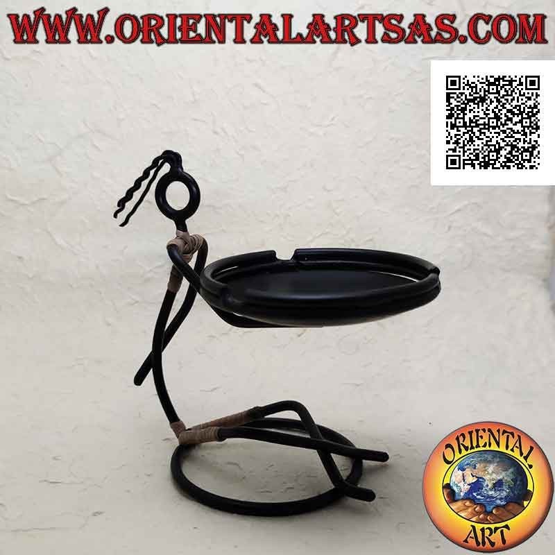 Wrought iron ashtray, sitting man holding up the plate
