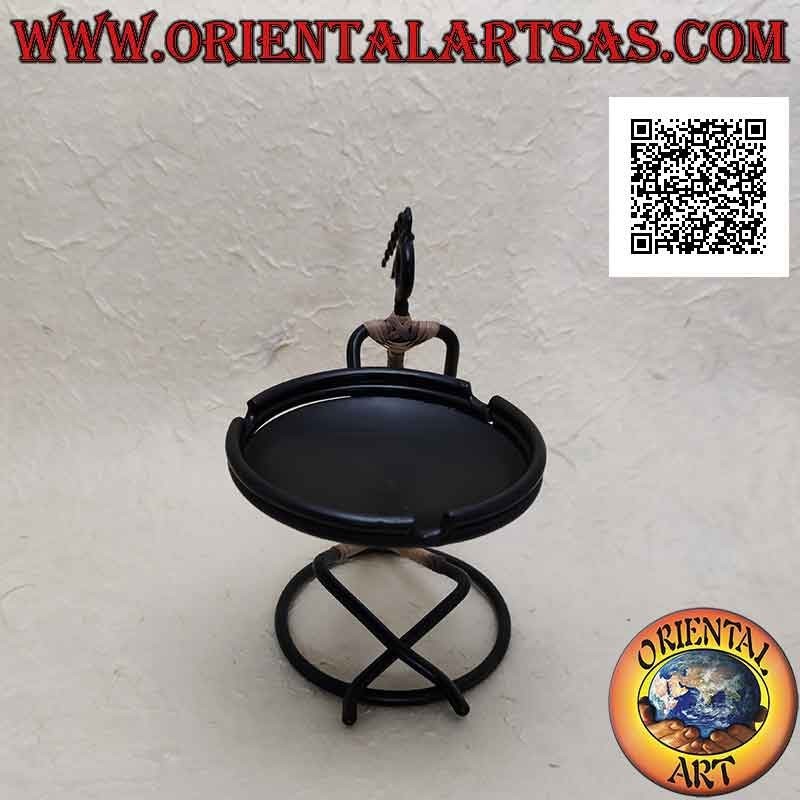 Wrought iron ashtray, sitting man holding up the plate