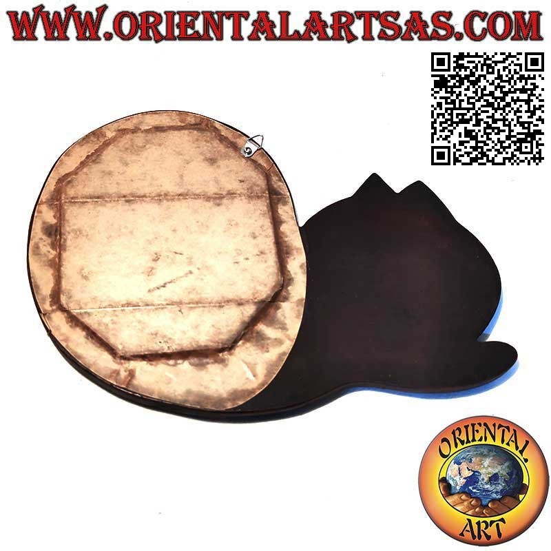 Espejo de pared, gato acurrucado acabado a mano en MDF color caoba