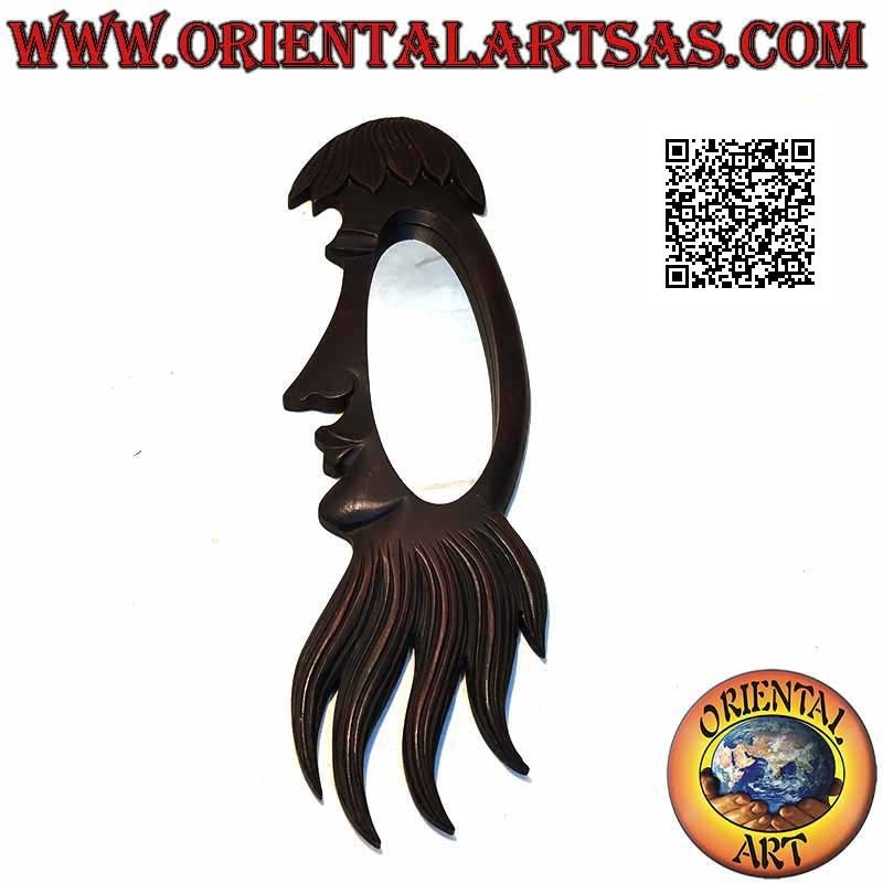 Wandspiegel, Profil eines Aborigines von Hand in mahagonifarbenem MDF