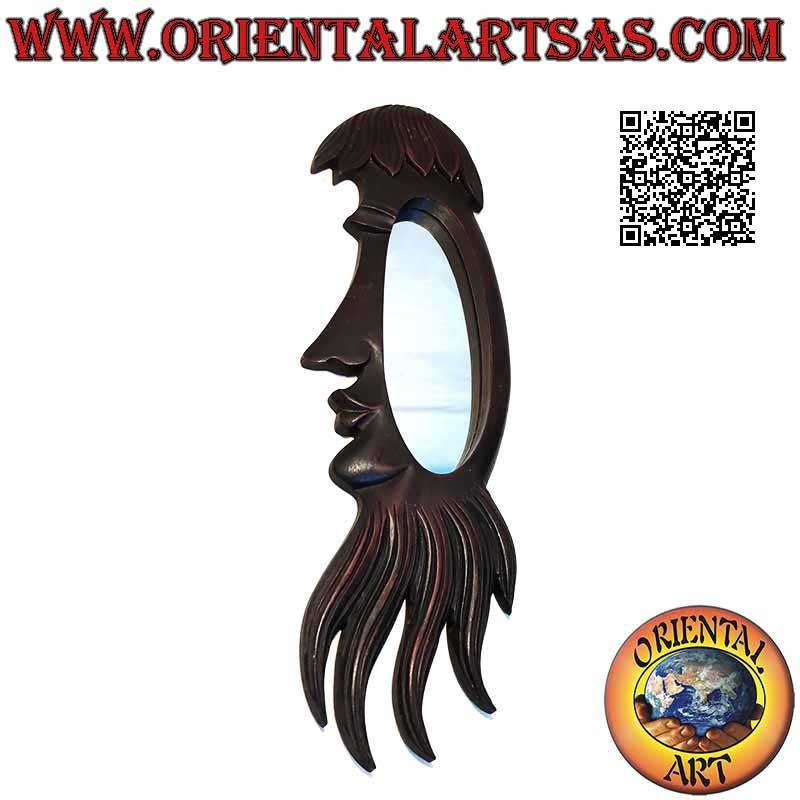 Espejo de pared, perfil aborigen acabado a mano en MDF color caoba